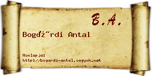Bogárdi Antal névjegykártya